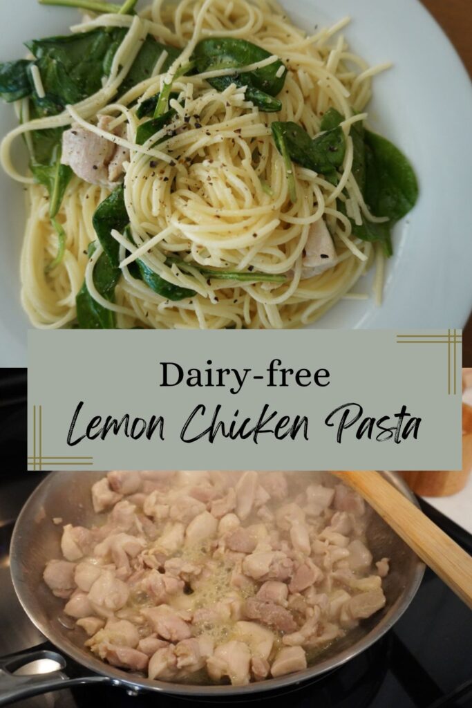 dairy-free lemon chicken pasta Pinterest pin