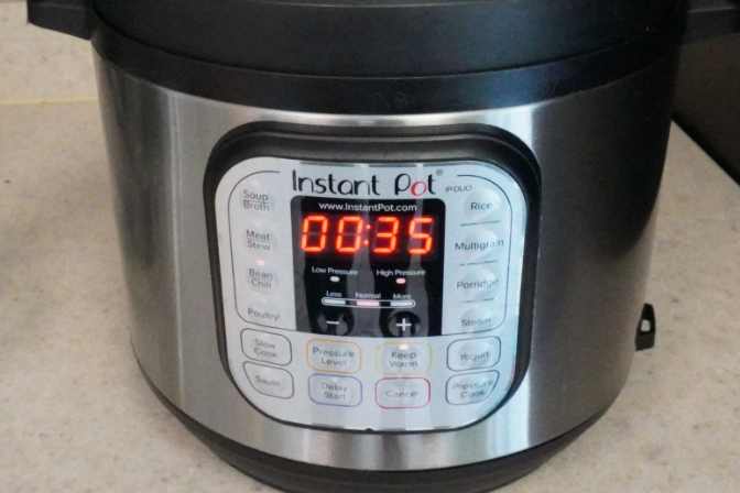 Instant pot timer showing 35 minutes