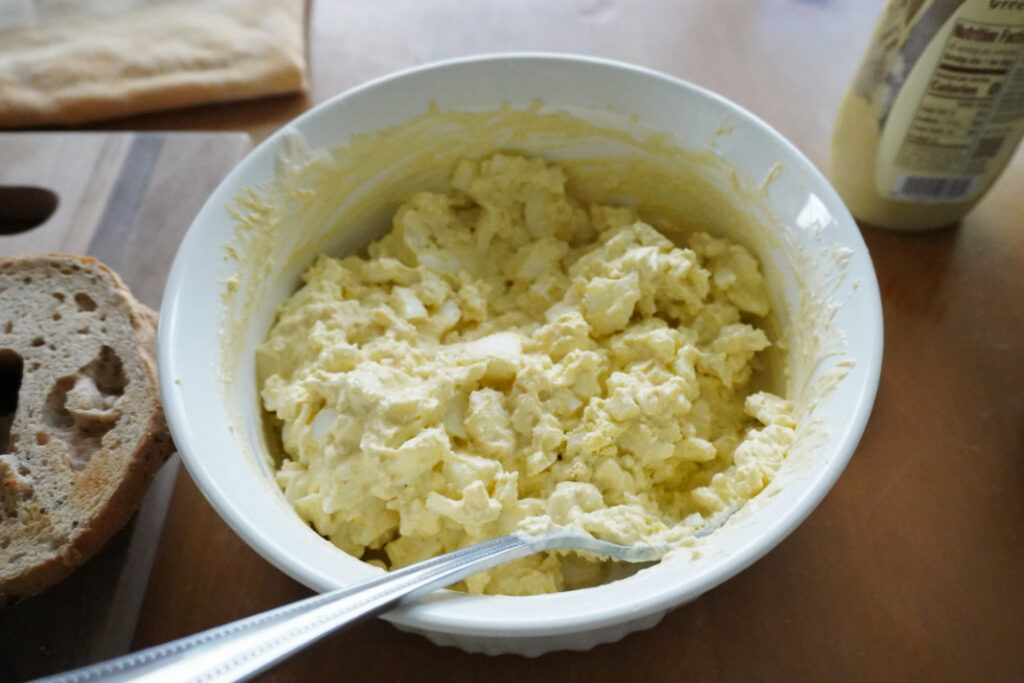 a bowl of egg salad