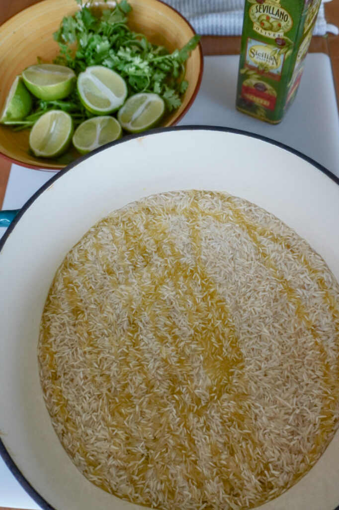 ingredients for making cilantro lime rice