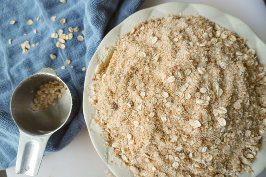 an unbaked apple crisp