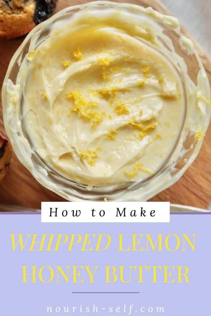 Pinterest pin for how to make whipped lemon honey butter