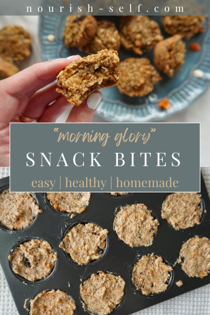 Pinterest Pin for morning glory snack bites- easy, healthy, homemade