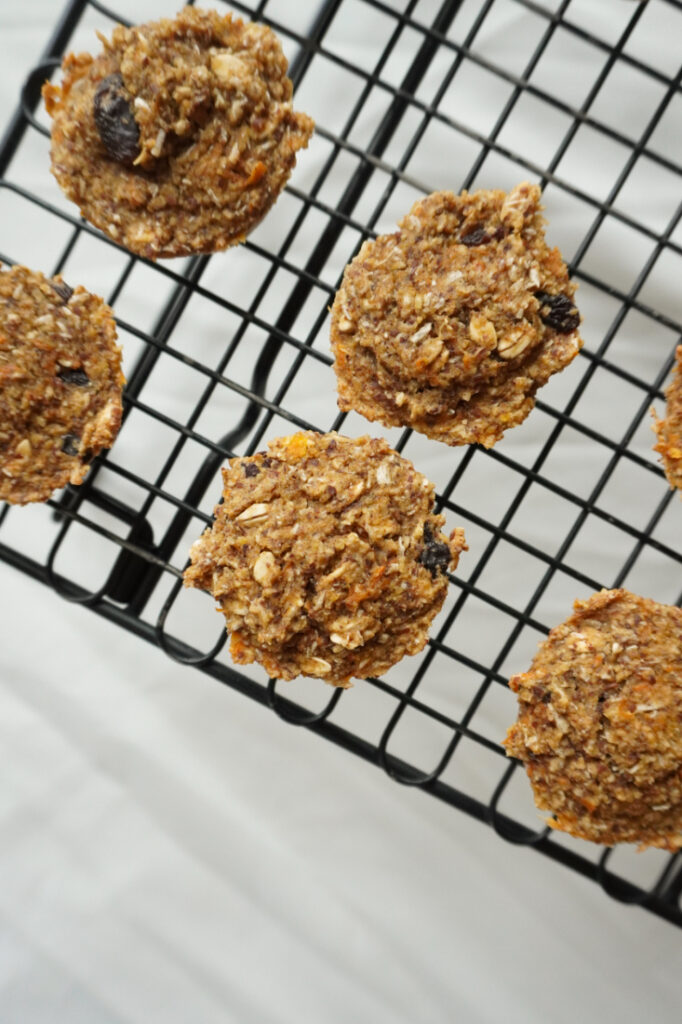 morning glory snack bites on a black cooling rack