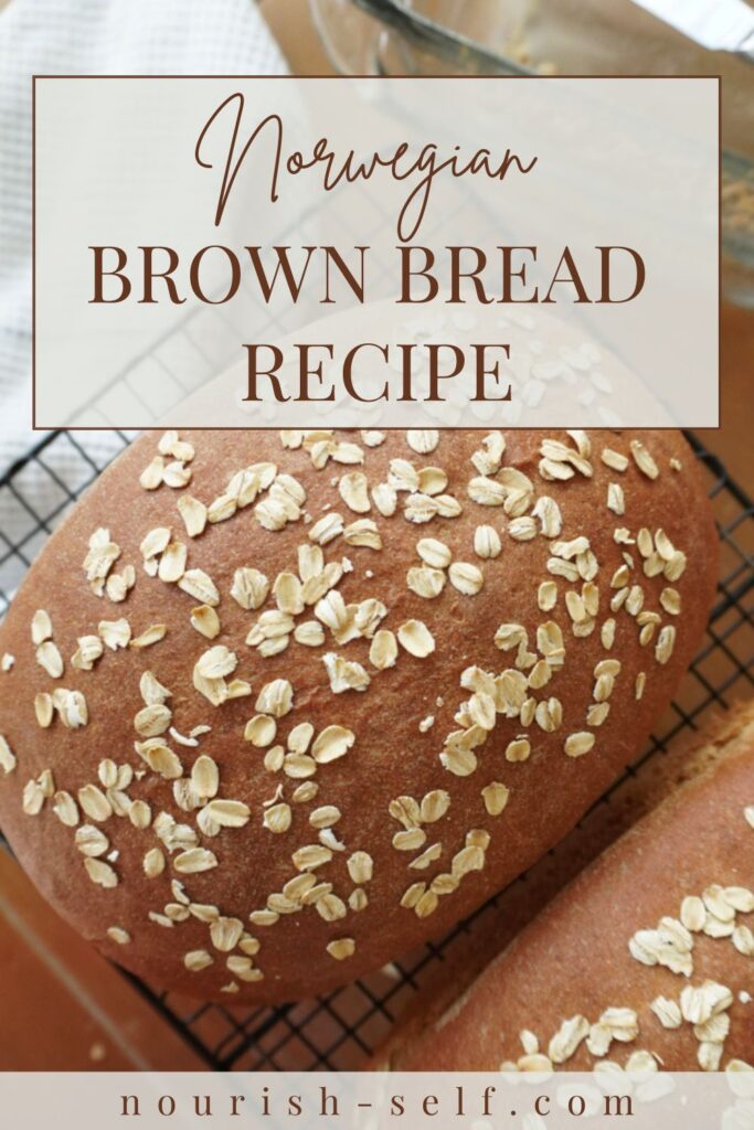 A Pinterest pin for Norwegian Brown Bread Recipe
