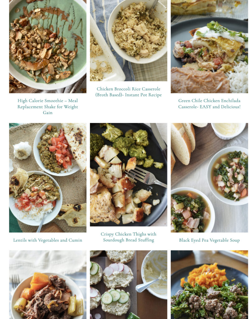 a screenshot of recipes from the Nourish Yourself blog